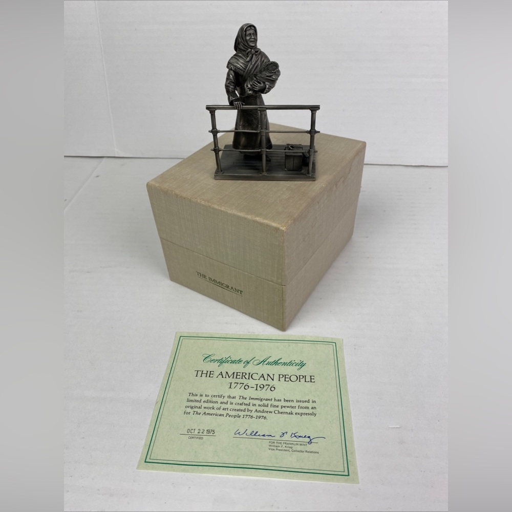 Franklin Mint 1974 The Immigrant 1896 - 1915 Fine Pewter The American People